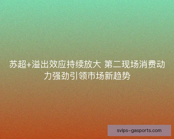 苏超+溢出效应持续放大 第二现场消费动力强劲引领市场新趋势