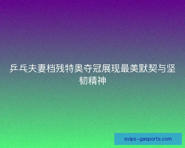 乒乓夫妻档残特奥夺冠展现最美默契与坚韧精神